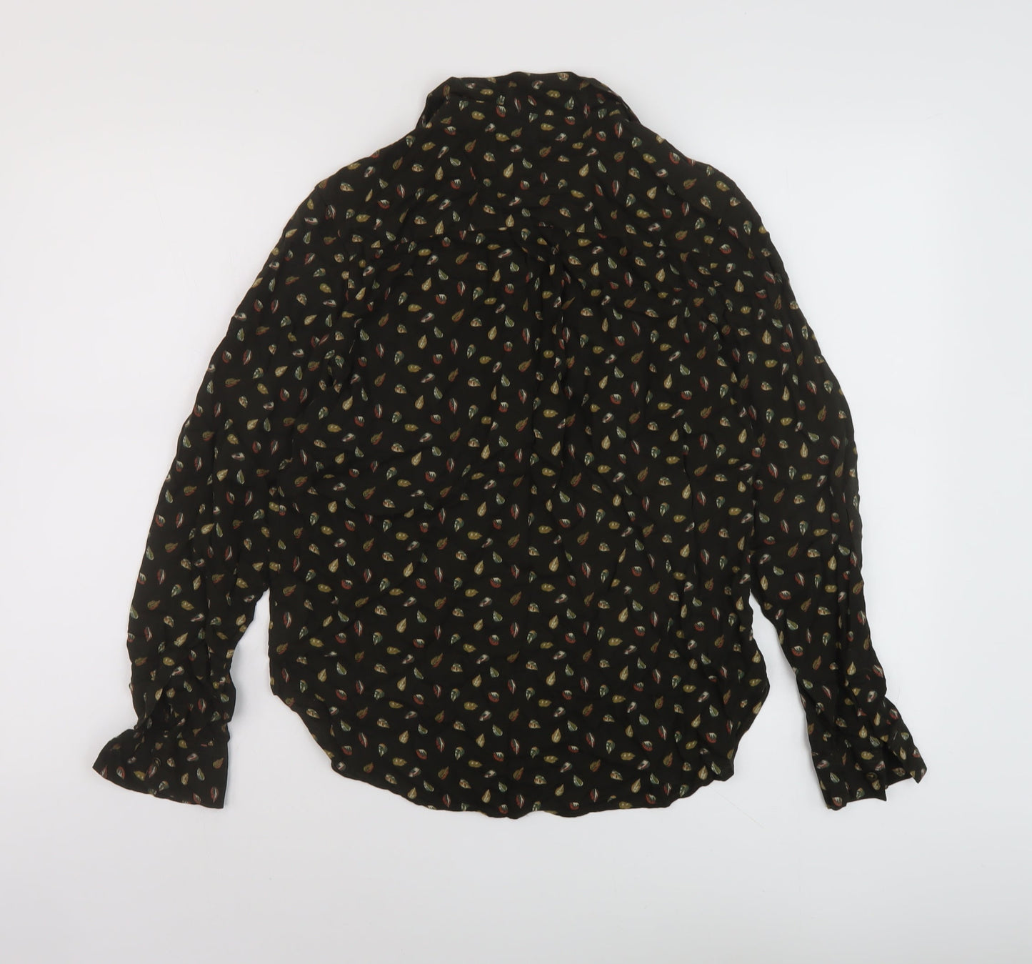 NEXT Womens Green Geometric Viscose Basic Blouse Size 8 Collared