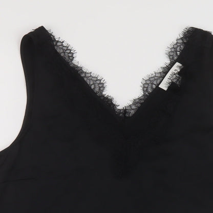 Marks & Spencer Womens Black Polyester Basic Tank Size 14 V-Neck