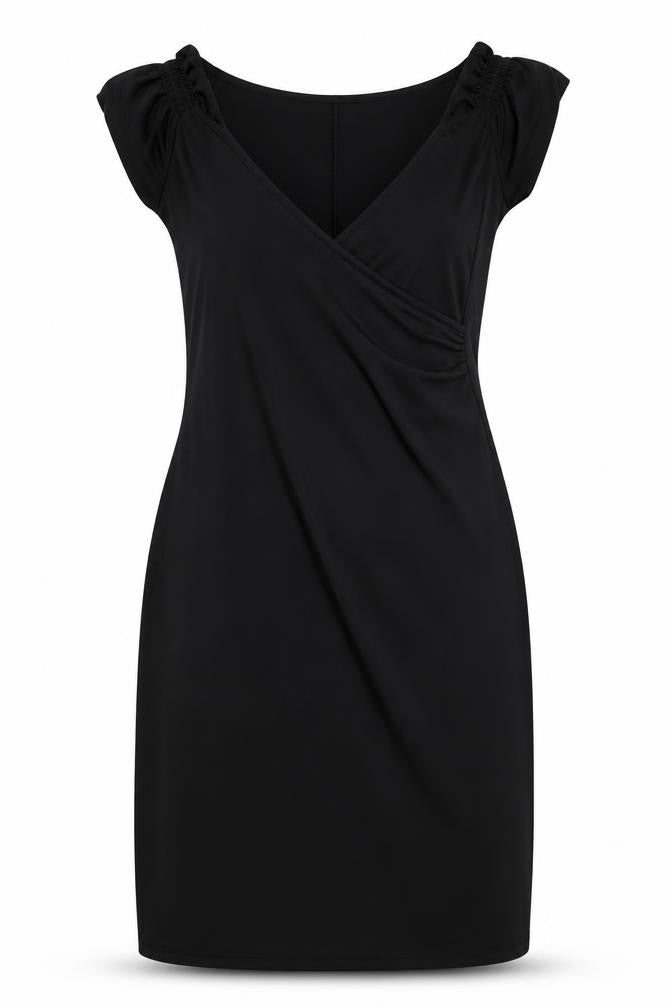 Gharani Strok Womens Black Polyester Shift Size 12 V-Neck Pullover