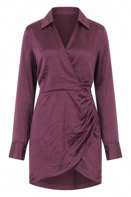 Zara Womens Purple Polyester Shirt Dress Size XS Collared Zip - Wrap