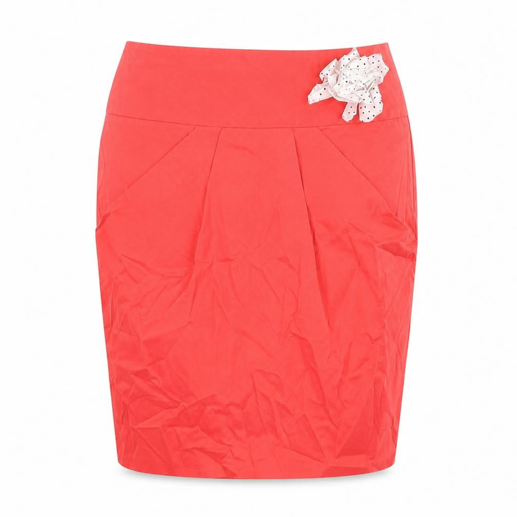 River Island Womens Pink Cotton Skater Skirt Size 10 Zip - Flower Detail