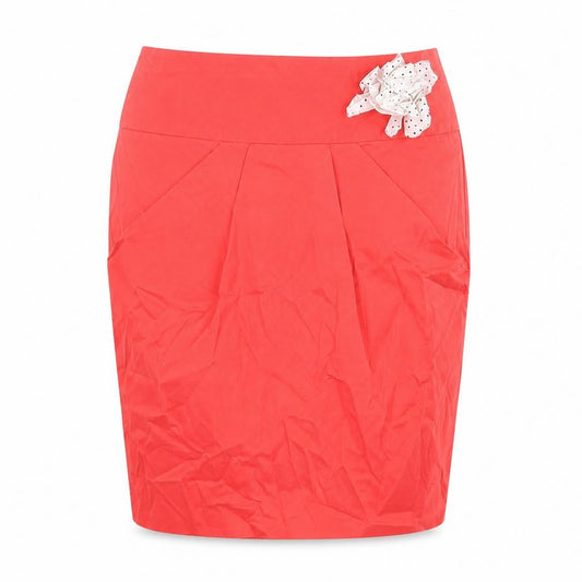 River Island Womens Pink Cotton Skater Skirt Size 10 Zip - Flower Detail