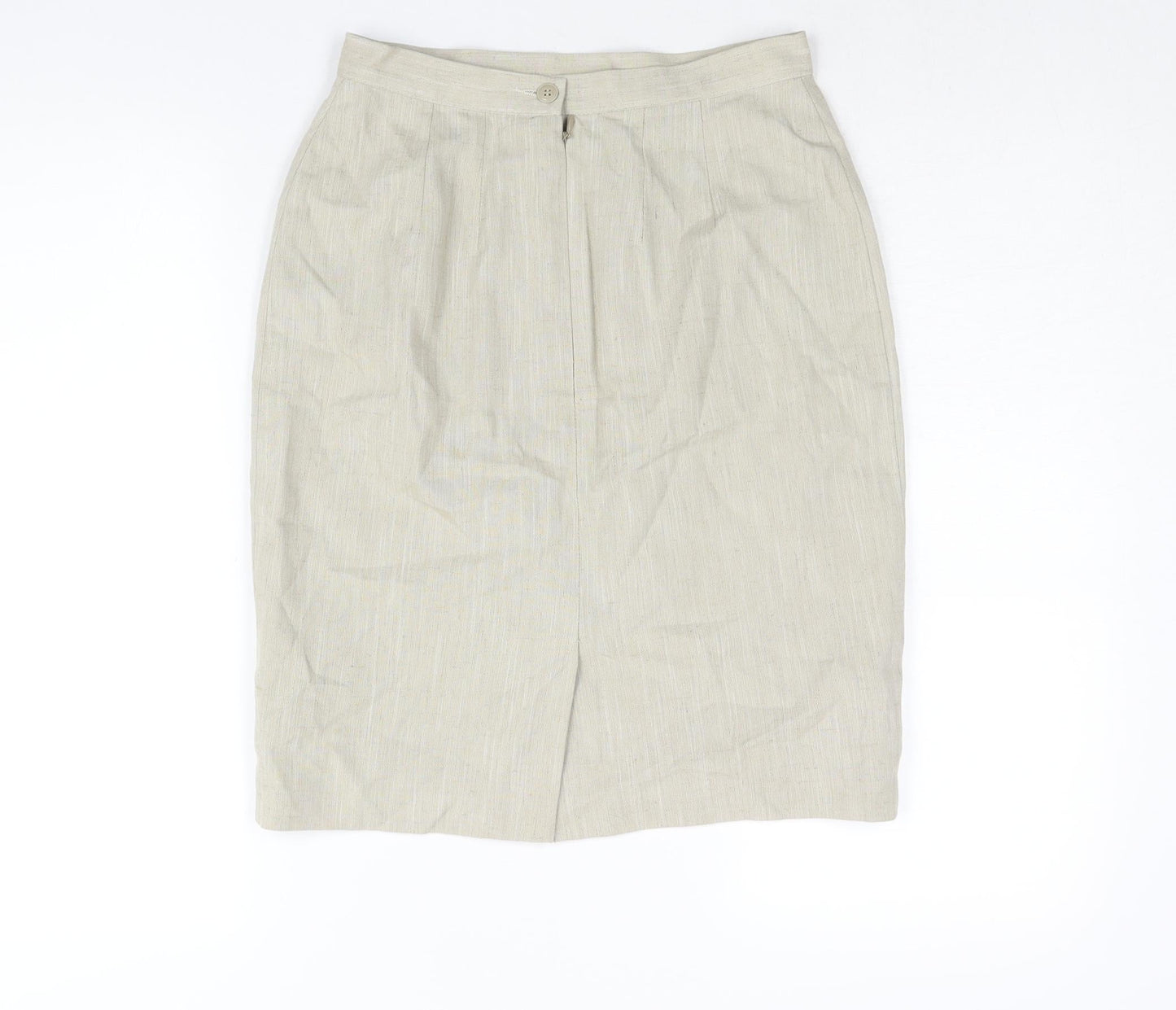 St Michael Womens Beige Polyester Straight & Pencil Skirt Size 10 Zip
