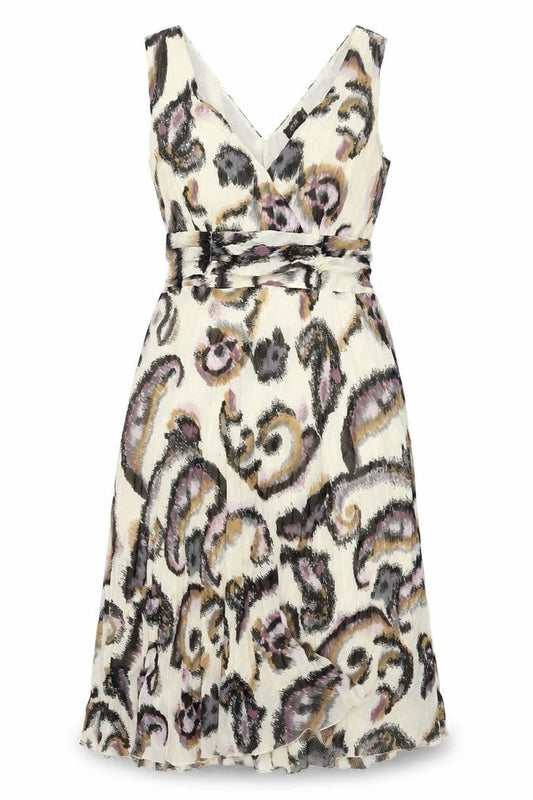 CCDK Womens Beige Check Polyester Shift Size 10 V-Neck Zip
