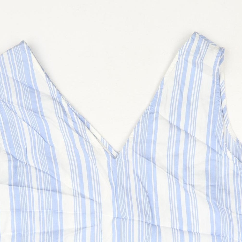Marks and Spencer Womens Blue Striped Lyocell Camisole Blouse Size 18 V-Neck