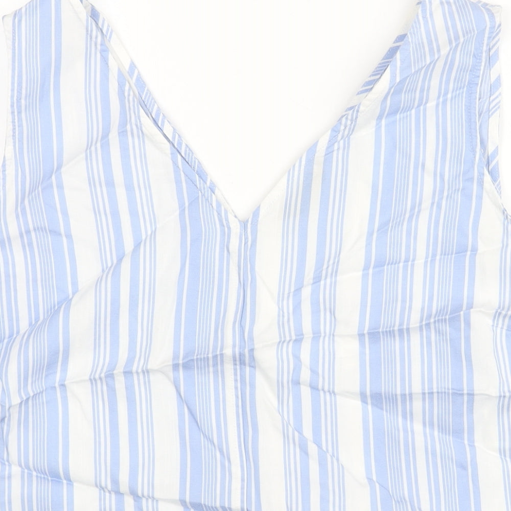 Marks and Spencer Womens Blue Striped Lyocell Camisole Blouse Size 18 V-Neck