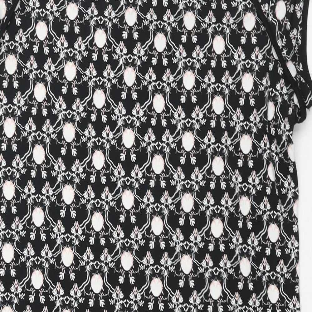 Max Studio Womens Black Geometric Polyester Sheath Size M Round Neck Pullover