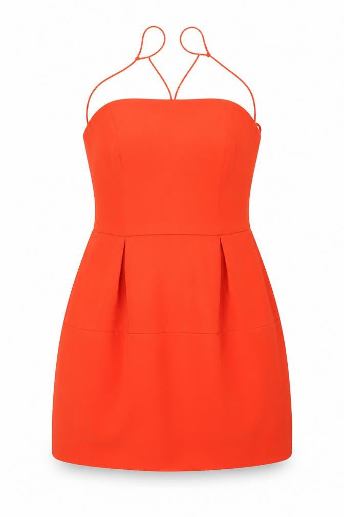 Topshop Womens Red Polyester A-Line Size 10 Square Neck Zip