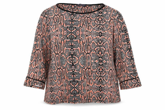 Marks and Spencer Womens Pink Animal Print Viscose Basic Blouse Size 20 Round Neck - Snakeskin Print