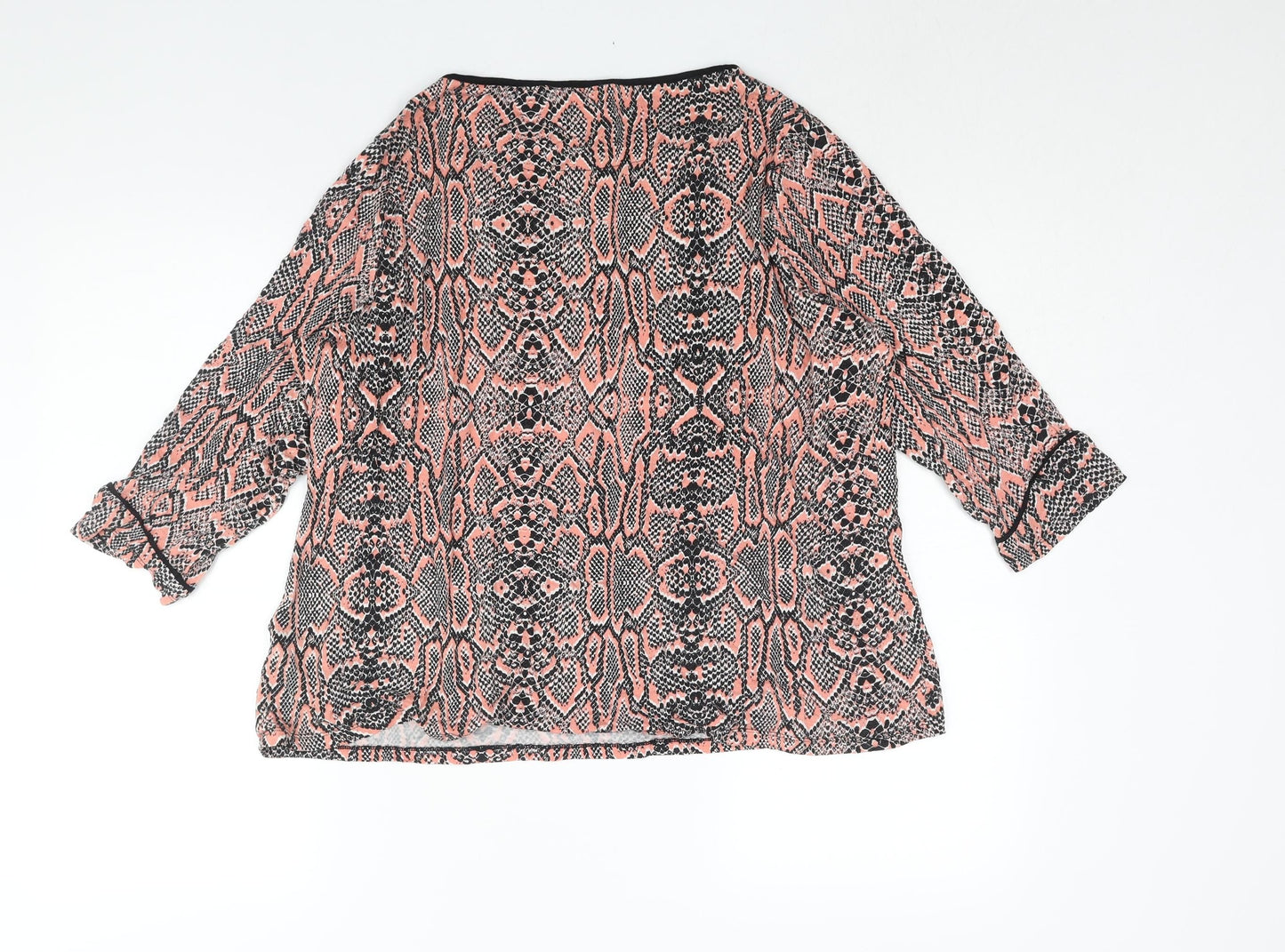 Marks and Spencer Womens Pink Animal Print Viscose Basic Blouse Size 20 Round Neck - Snakeskin Print