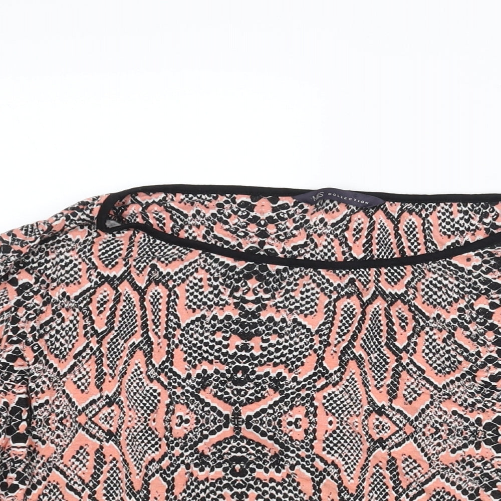 Marks and Spencer Womens Pink Animal Print Viscose Basic Blouse Size 20 Round Neck - Snakeskin Print