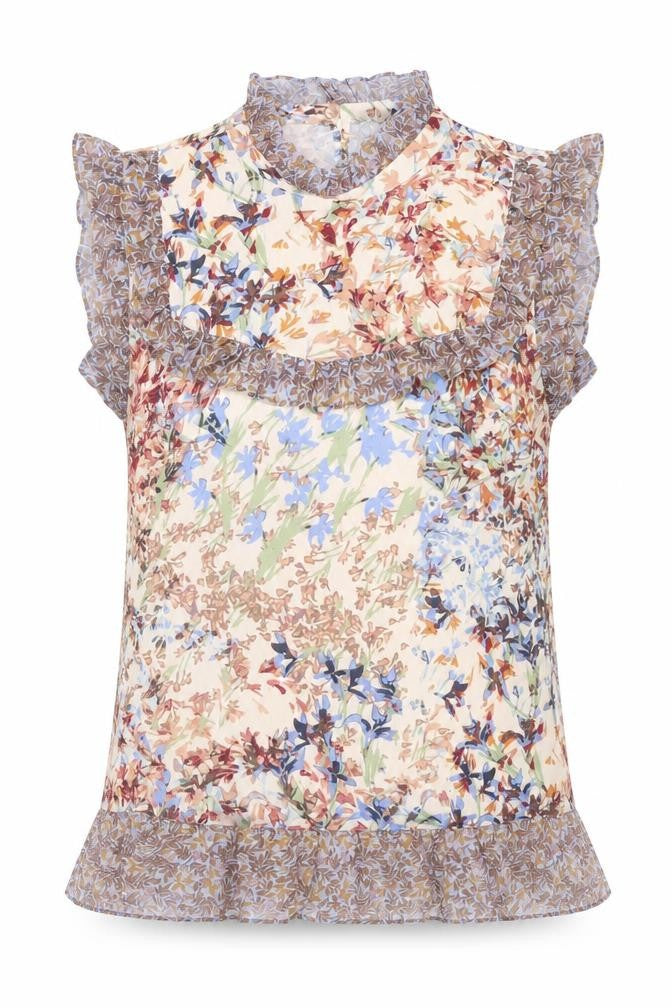 NEXT Womens Multicoloured Floral Polyester Basic Blouse Size 8 Mock Neck - Frill