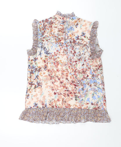 Next Womens Multicoloured Floral Polyester Basic Blouse Size 8 Mock Neck - Frill