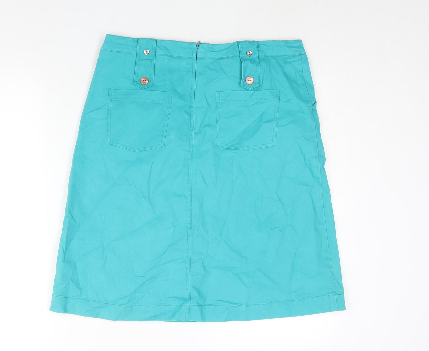 Mudd & Water Womens Blue Cotton A-Line Skirt Size 14 Zip