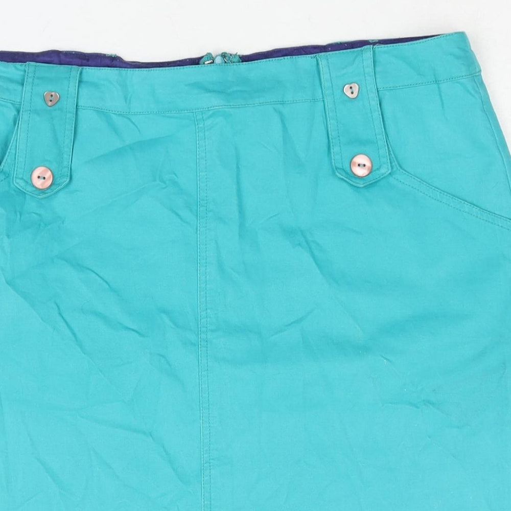 Mudd & Water Womens Blue Cotton A-Line Skirt Size 14 Zip
