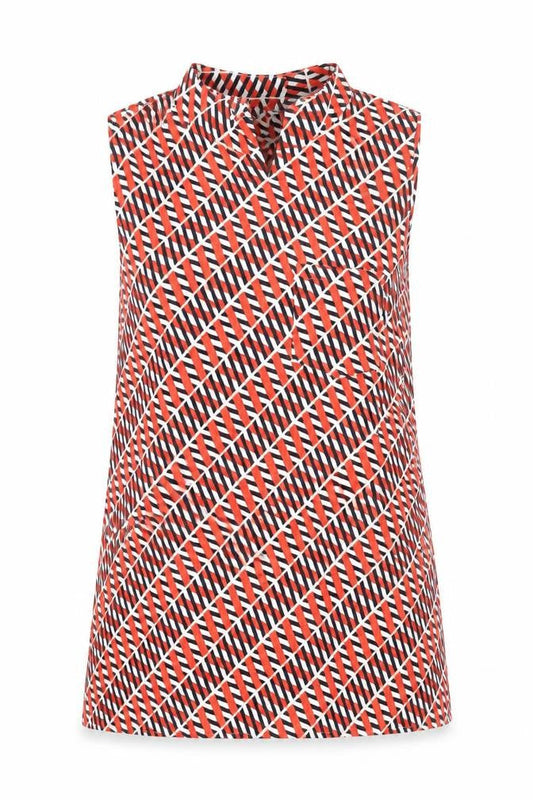 NEXT Womens Red Geometric Polyester Camisole Blouse Size 8 Mock Neck