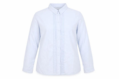 EWM Womens Blue Polyester Basic Button-Up Size 18 Collared - Pleat Detail