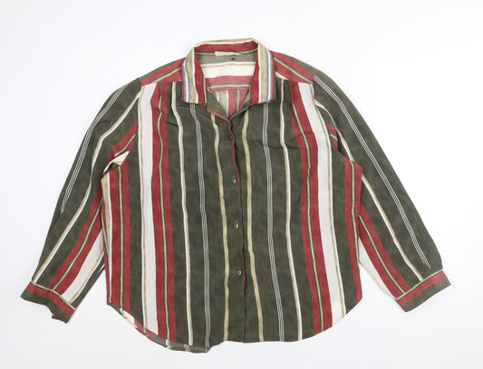 Christian Marcus Womens Multicoloured Striped Polyester Basic Button-Up Size 20 Collared - Vintage Shoulder Pads
