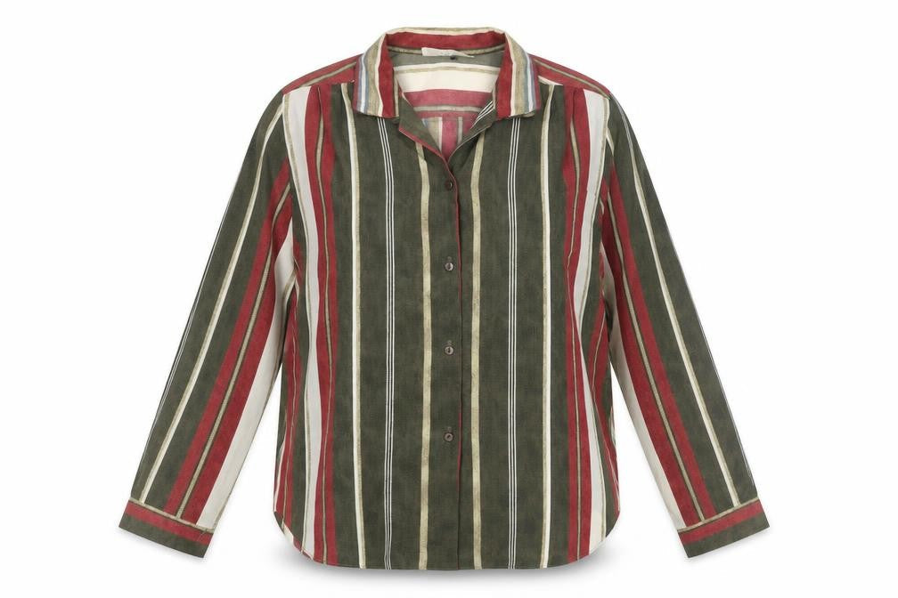 Christian Marcus Womens Multicoloured Striped Polyester Basic Button-Up Size 20 Collared - Vintage Shoulder Pads
