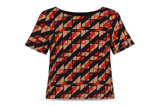 Marks and Spencer Womens Multicoloured Polyester Basic Blouse Size 8 Round Neck - Geometric Print