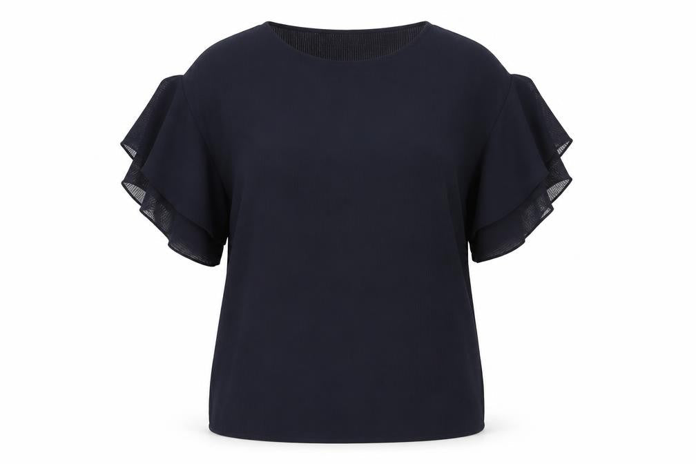 H&M Womens Blue Polyester Basic Blouse Size 14 Off the Shoulder - Frill Sleeve