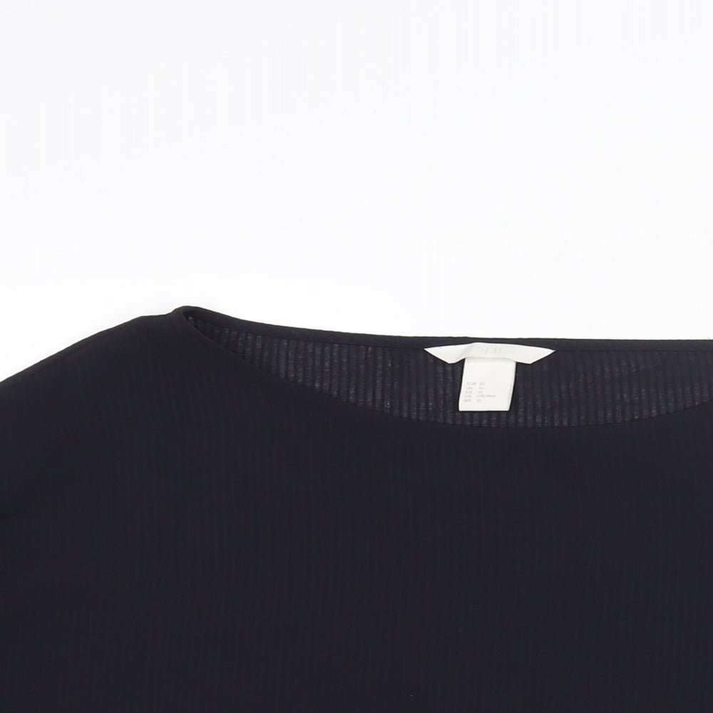 H&M Womens Blue Polyester Basic Blouse Size 14 Off the Shoulder - Frill Sleeve