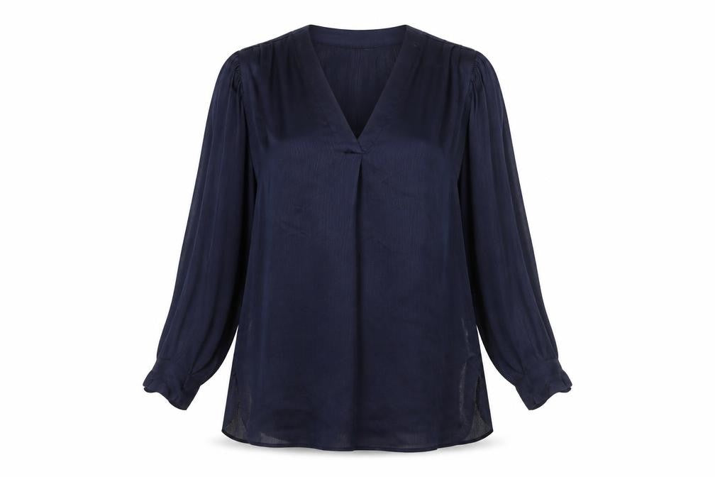 Zara Womens Blue Polyester Tunic Blouse Size S V-Neck