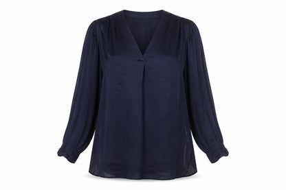 Zara Womens Blue Polyester Tunic Blouse Size S V-Neck