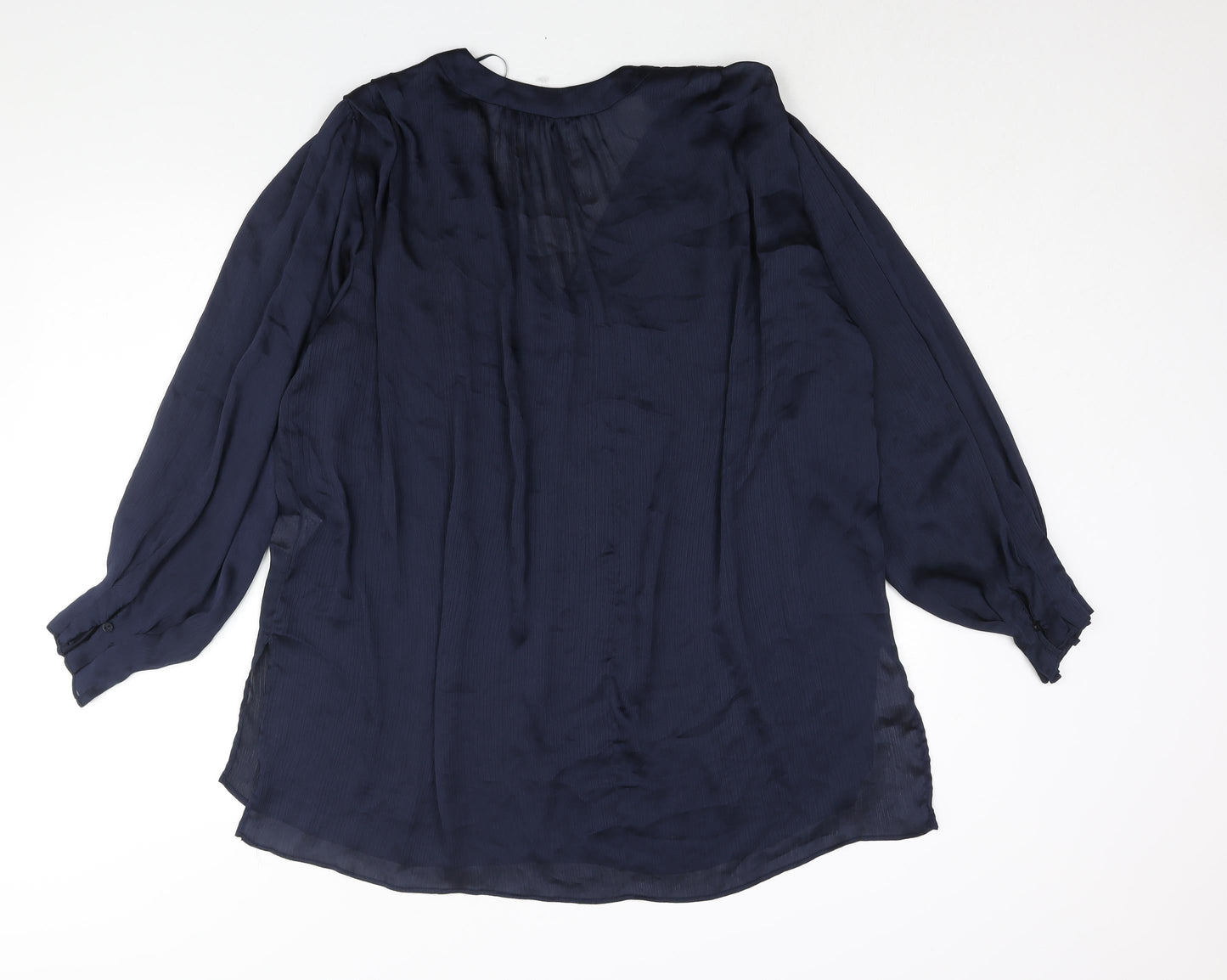 Zara Womens Blue Polyester Tunic Blouse Size S V-Neck