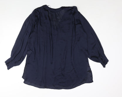 Zara Womens Blue Polyester Tunic Blouse Size S V-Neck