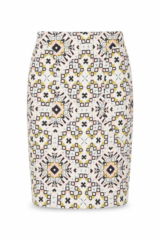 French Connection Womens Multicoloured Geometric Cotton Straight & Pencil Skirt Size 8 Zip