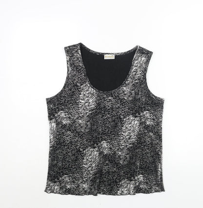 Additional front view of Roman women’s silver geometric polyester basic blouse, size M, scoop neck -, size M-l plisse