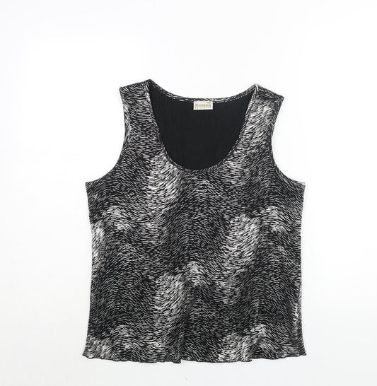 Roman Womens Silver Geometric Polyester Basic Blouse Size M Scoop Neck - Size M-L Plisse