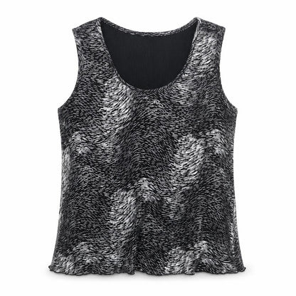 Front view of Roman women’s silver geometric polyester basic blouse, size M, scoop neck -, size M-l plisse