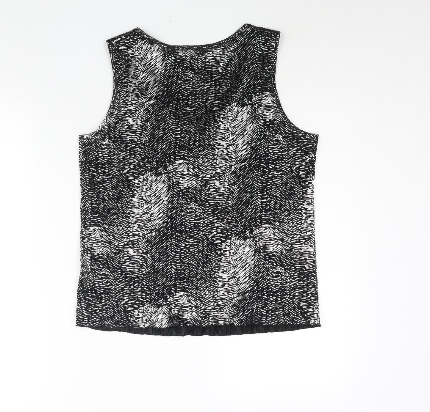 Roman Womens Silver Geometric Polyester Basic Blouse Size M Scoop Neck - Size M-L Plisse