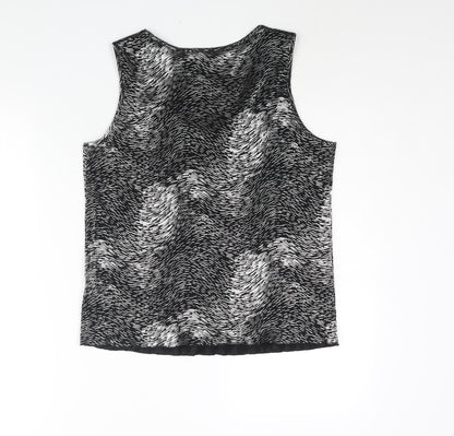 Back view of Roman women’s silver geometric polyester basic blouse, size M, scoop neck -, size M-l plisse