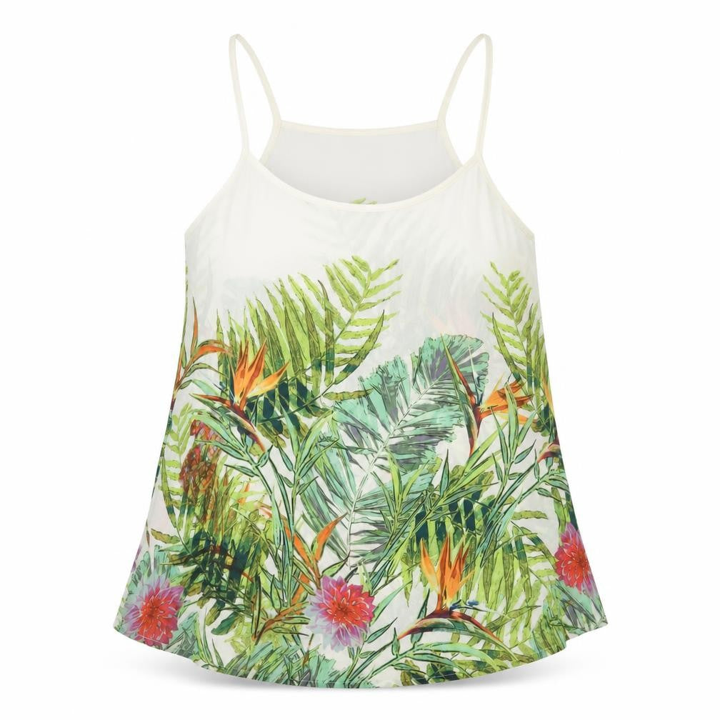 Warehouse Womens Multicoloured Polyester Camisole Blouse Size 8 Square Neck - Plant Print