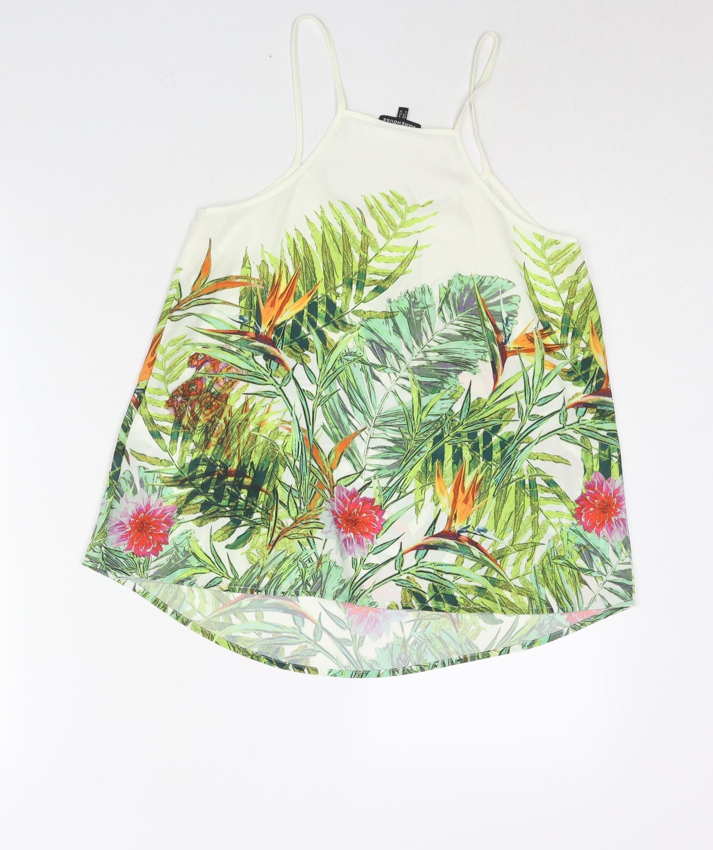Warehouse Womens Multicoloured Polyester Camisole Blouse Size 8 Square Neck - Plant Print