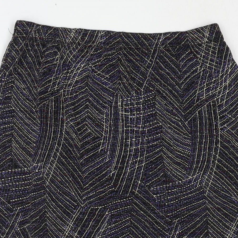 EWM Womens Multicoloured Geometric Nylon A-Line Skirt Size 14 - Glitter