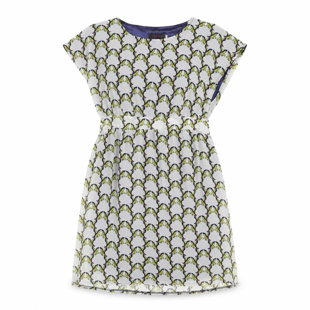 Tenki Womens Multicoloured Geometric Polyester Shift Size 12 Boat Neck Pullover - Belted Bird Print
