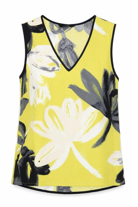 NEXT Womens Yellow Geometric Polyester Camisole Blouse Size 8 V-Neck - Floral Print