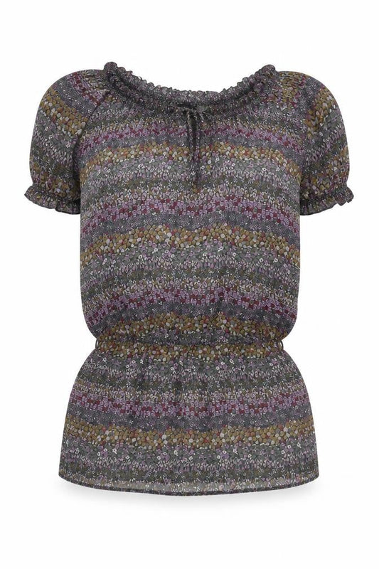 Dorothy Perkins Womens Multicoloured Floral Polyester Tunic Blouse Size 10 Boat Neck - Rouched