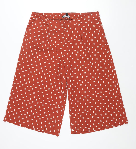 Capsule Womens Brown Polka Dot Polyester Cropped Trousers Size 18 L20 in Regular - Elasticated Waist