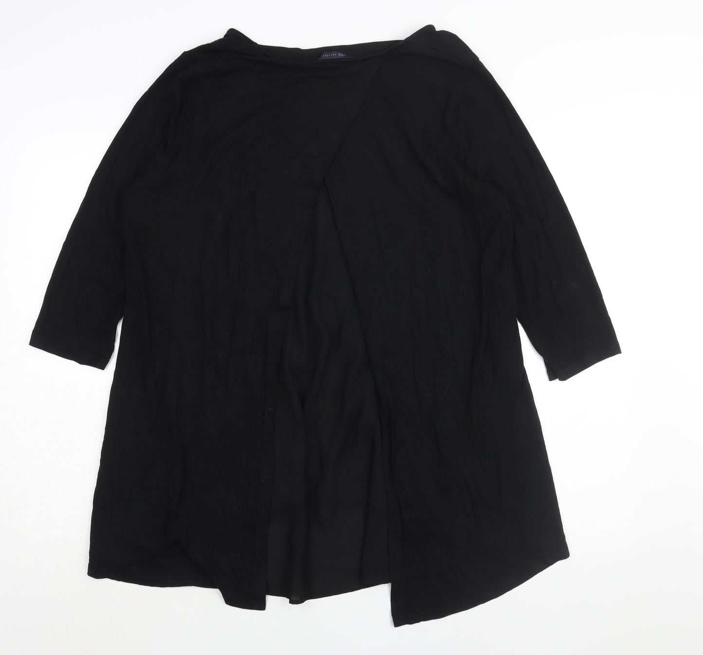 Marks and Womens Black Viscose Tunic Blouse Size 16 Round Neck - Hi-Low Hem Open Back