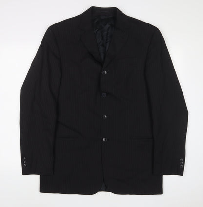 Next Mens Black Striped Wool Jacket Suit Jacket Size 40 Regular