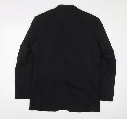 Next Mens Black Striped Wool Jacket Suit Jacket Size 40 Regular