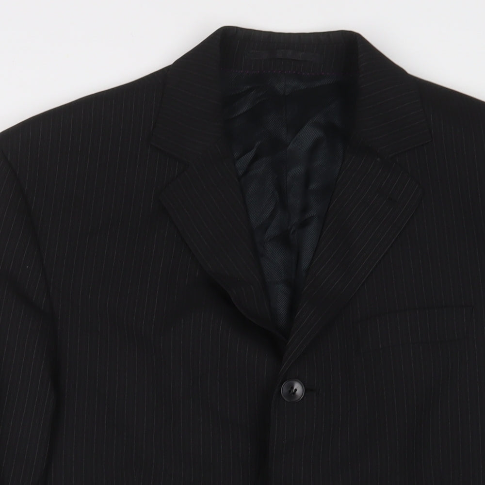 NEXT Mens Black Striped Wool Jacket Suit Jacket Size 40 Regular