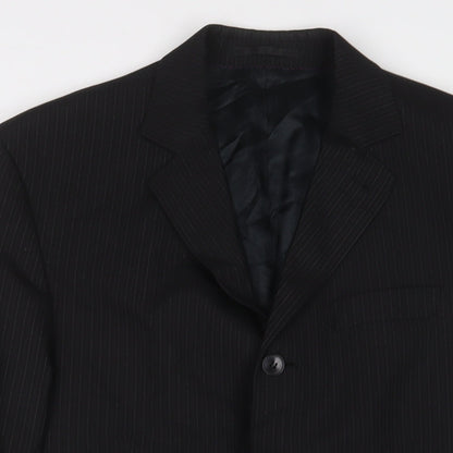 Next Mens Black Striped Wool Jacket Suit Jacket Size 40 Regular