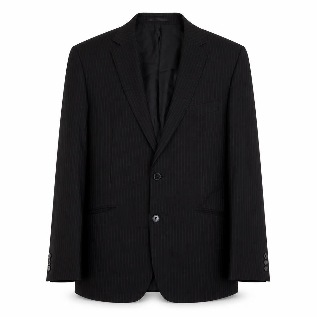 Karl Jackson Mens Black Striped Polyester Jacket Suit Jacket Size 40 Regular