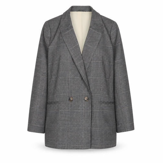 H&M Womens Grey Plaid Jacket Blazer Size 10 Button
